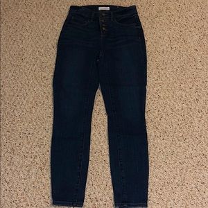 LOFT Curvy High Waist Button Front Skinny Jeans